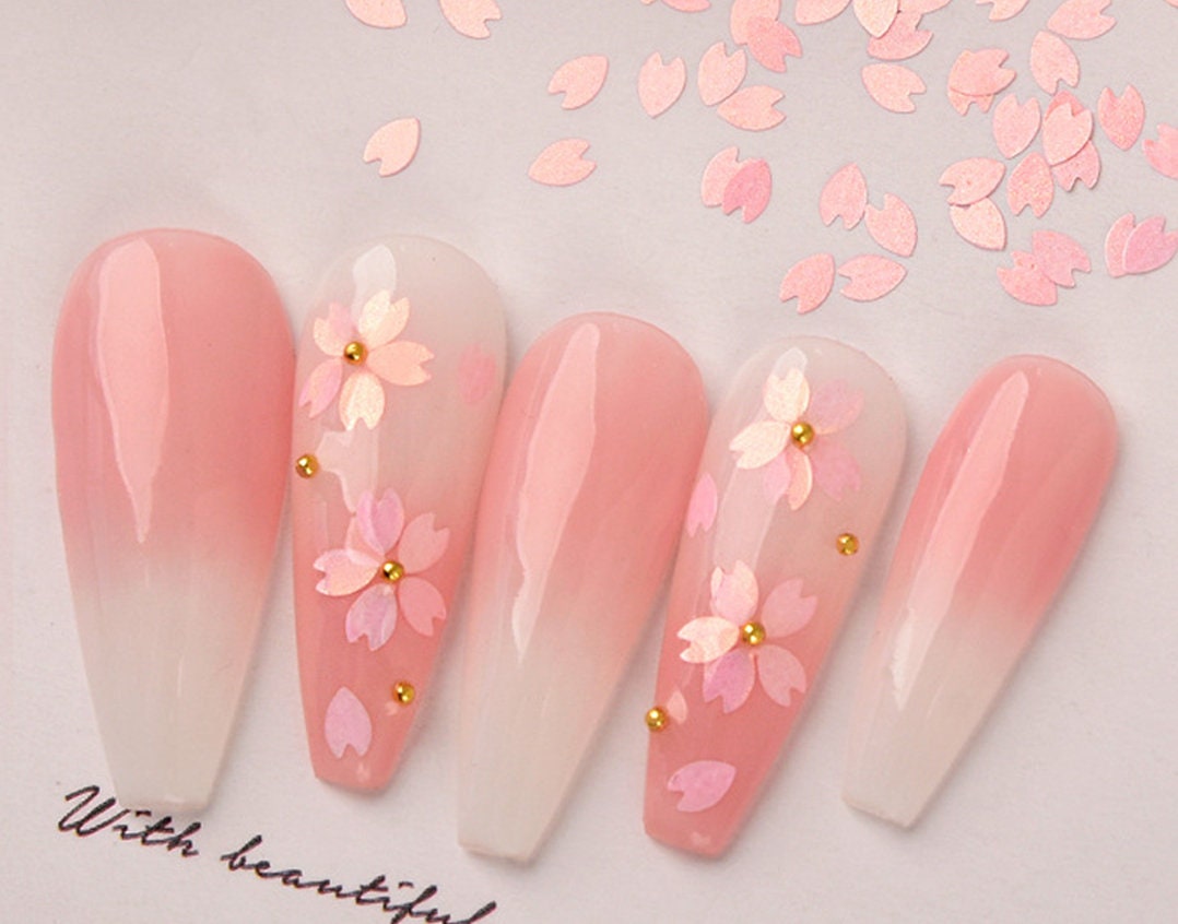 Sakura Flower Petal Chip Nail Decals/ Floral Petals nails Glitter