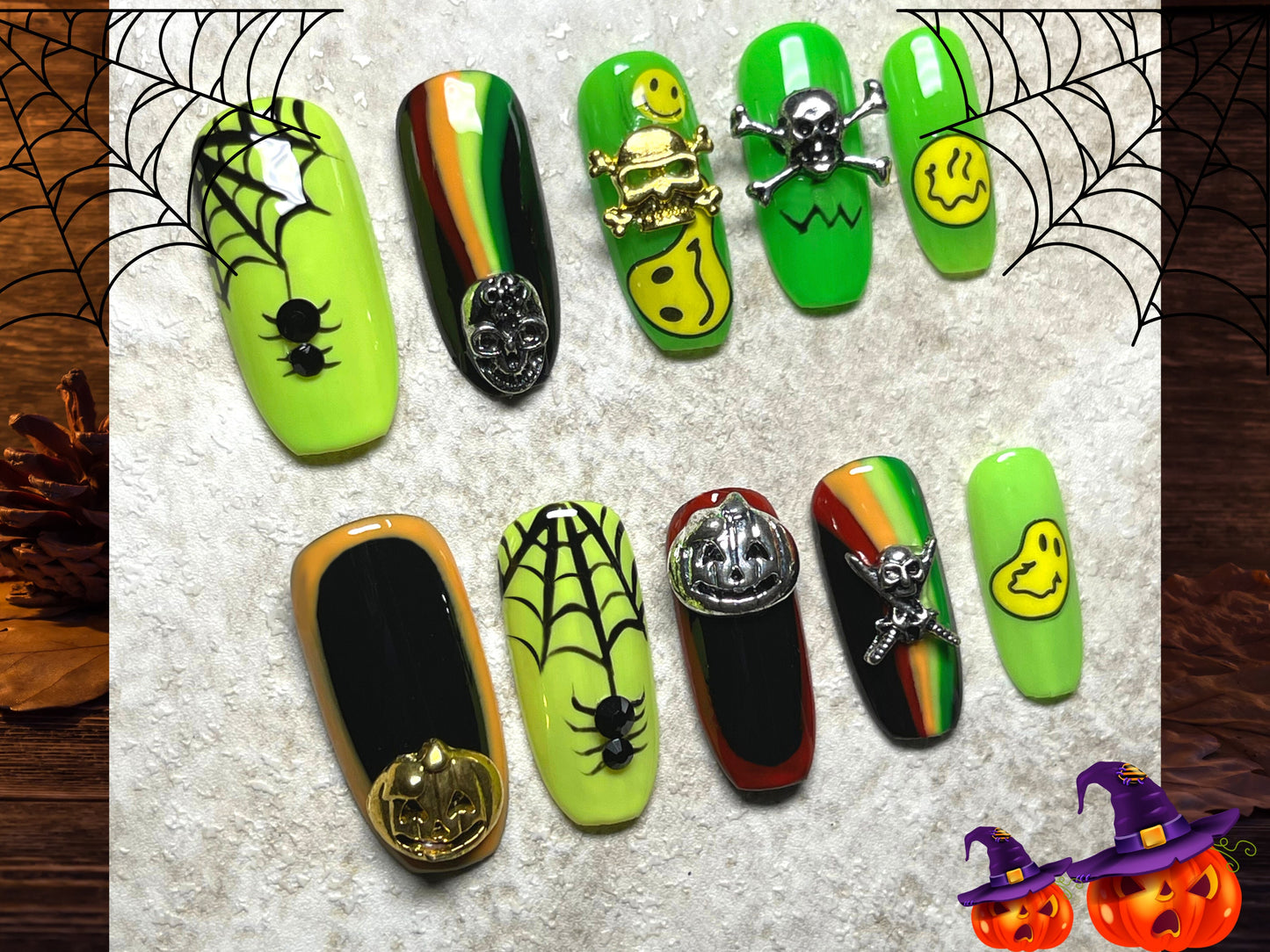 Halloween 3D Punk nail decoration/ Haunt darkness Skull Nail DIY/ Pumpkin Cross Witch nail style Holiday nail art charm