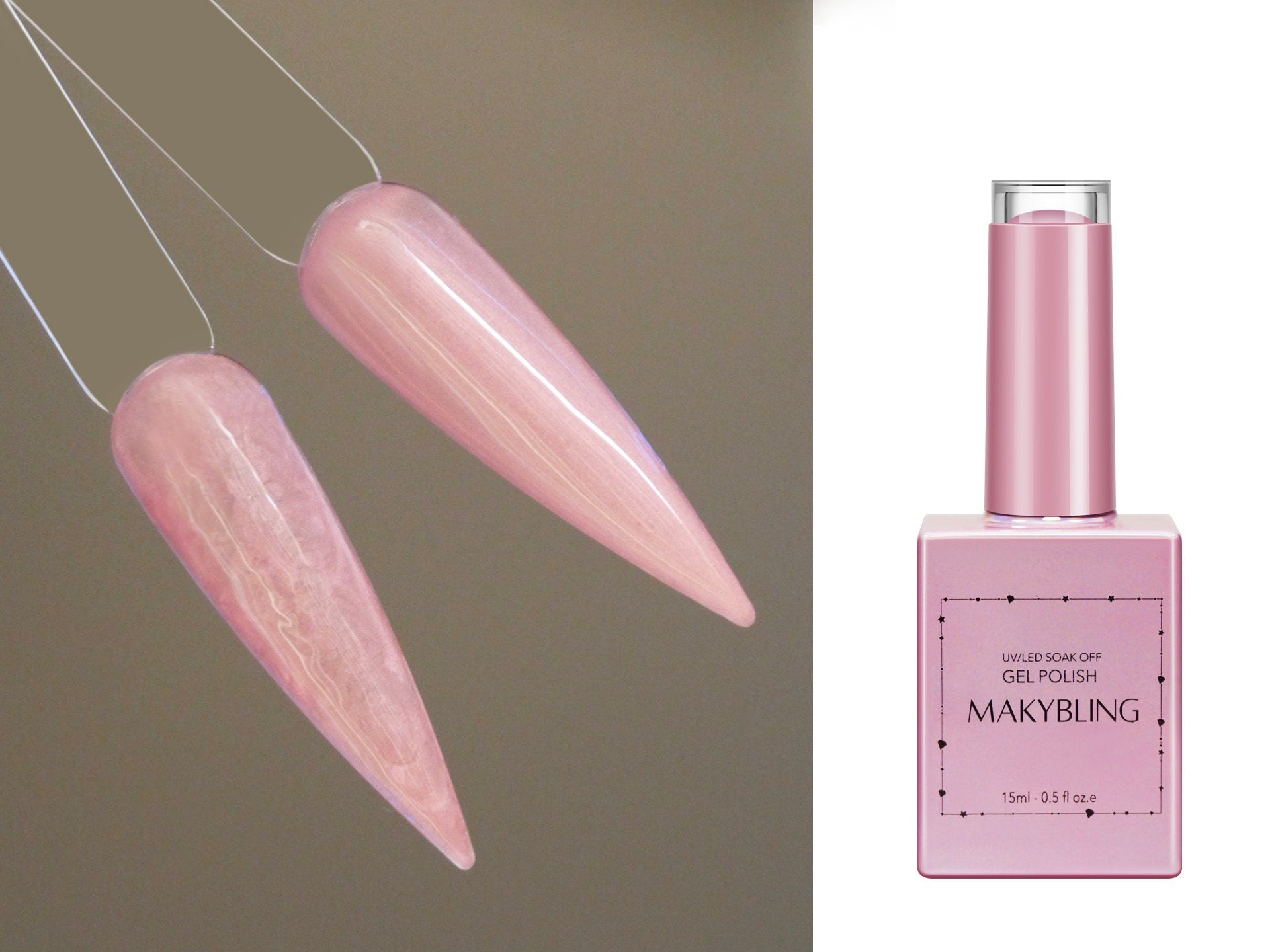 15ml Pearly Pink UV Gel Polish/ Mermaid Shimmer Nail Gel
