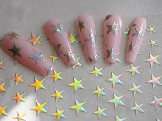 Holographic Metallic Stars Stickers