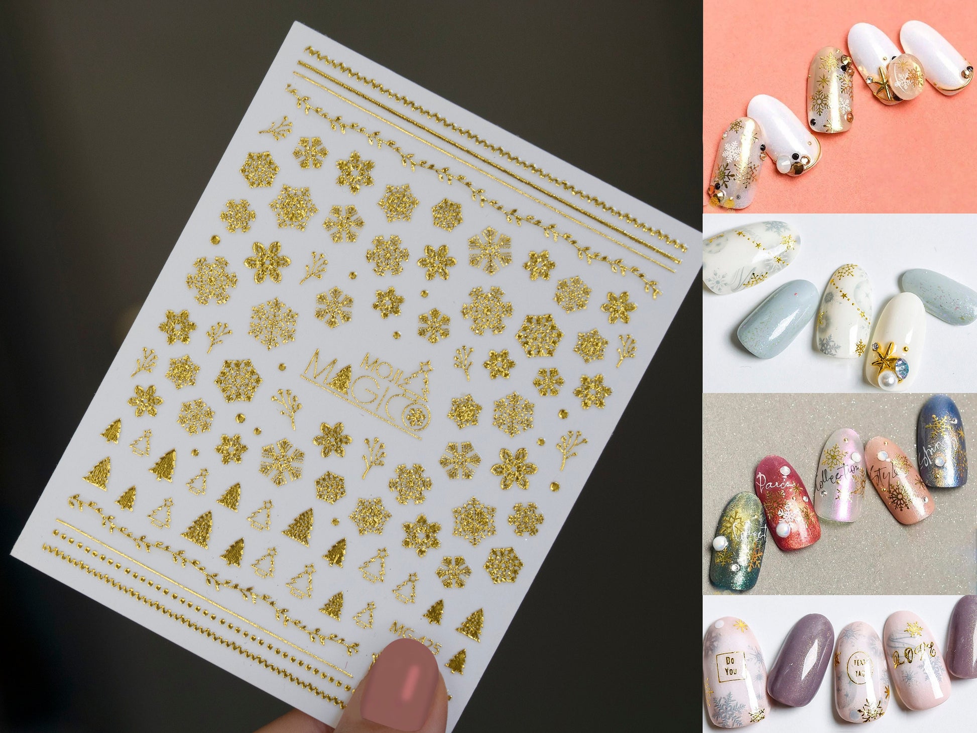 Gold Snow nail sticker