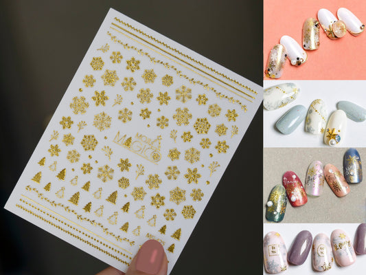 Gold Snow nail sticker