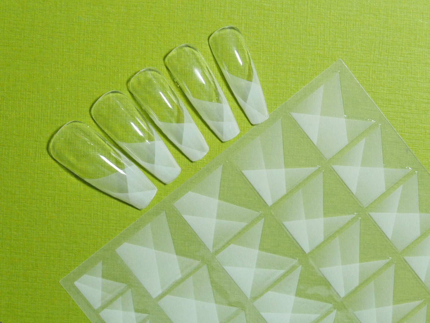 Translucent White Superimposed French Tip Nail Art Sticker