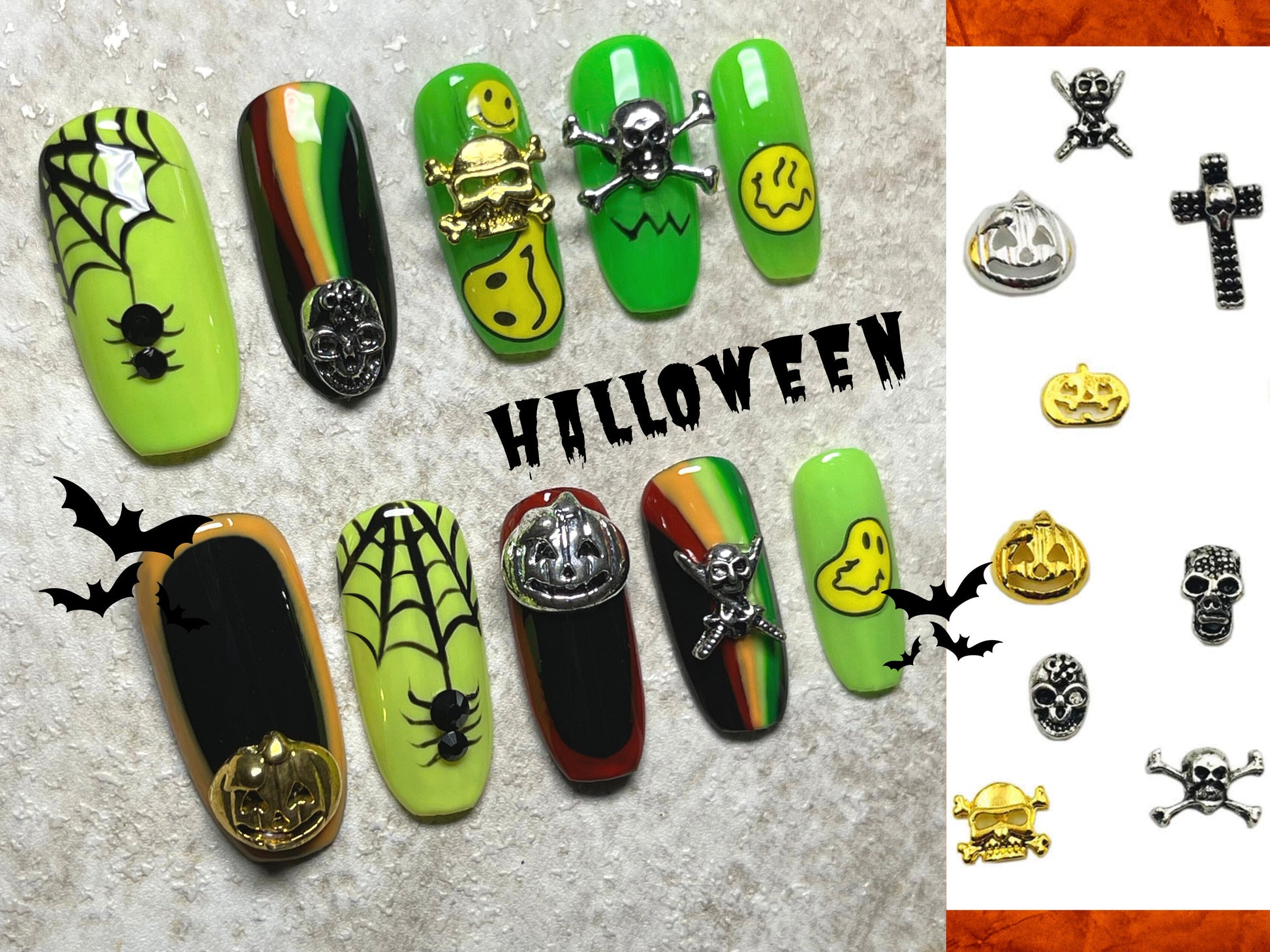 Halloween 3D Punk nail decoration/ Haunt darkness Skull Nail DIY/ Pumpkin Cross Witch nail style Holiday nail art charm