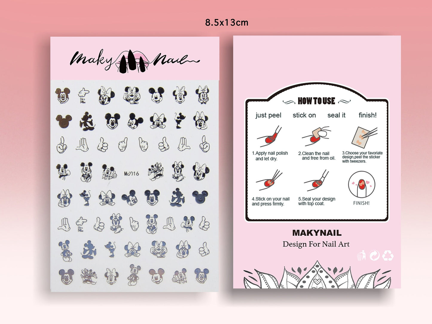 Mickey Mouse Minnie Mouse Nail Decals/Gilding Gold Silver Disney Theme nail sticker/Peel off Nail Art Stickers Self Adhesive Decals
