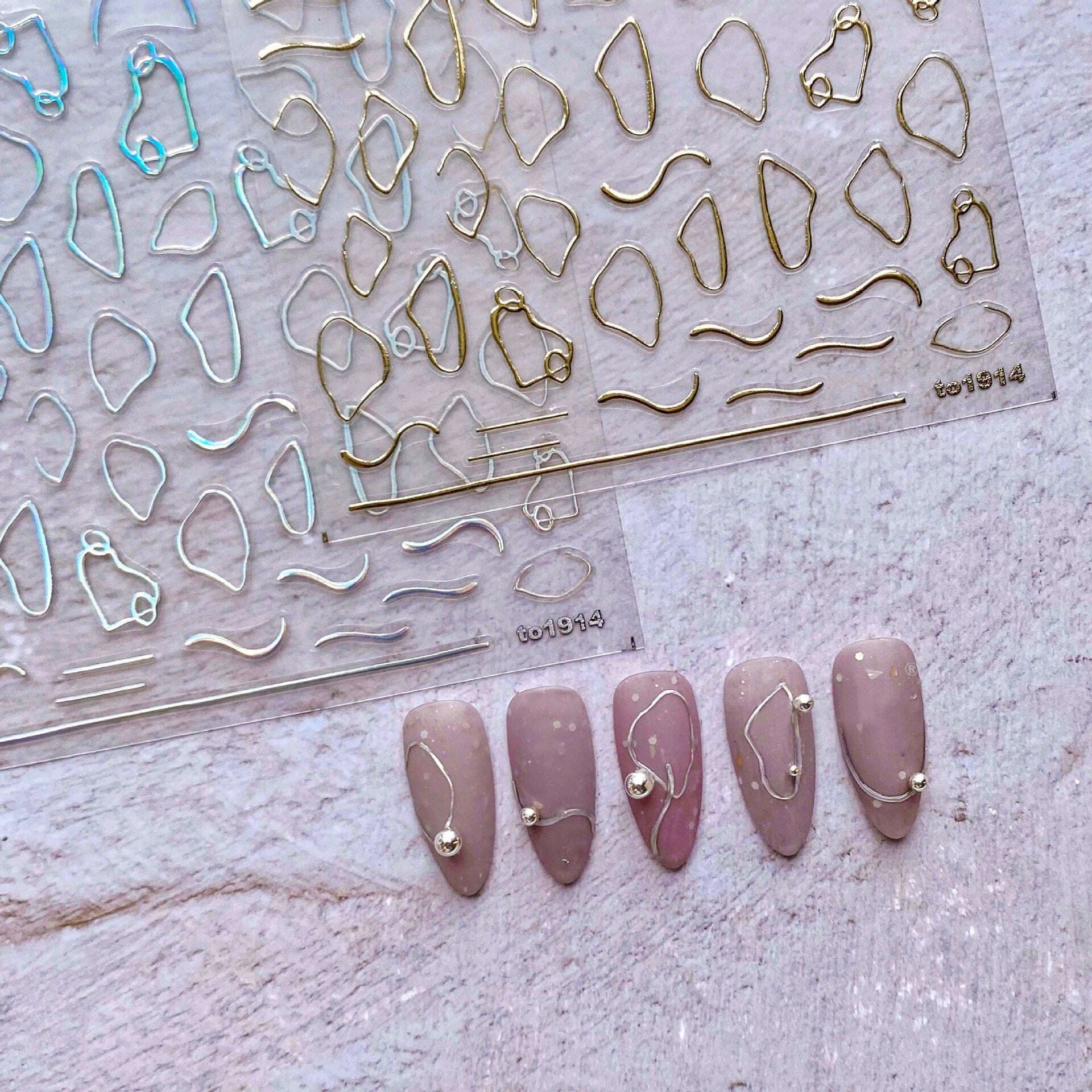 Abstract Line art nail stickers