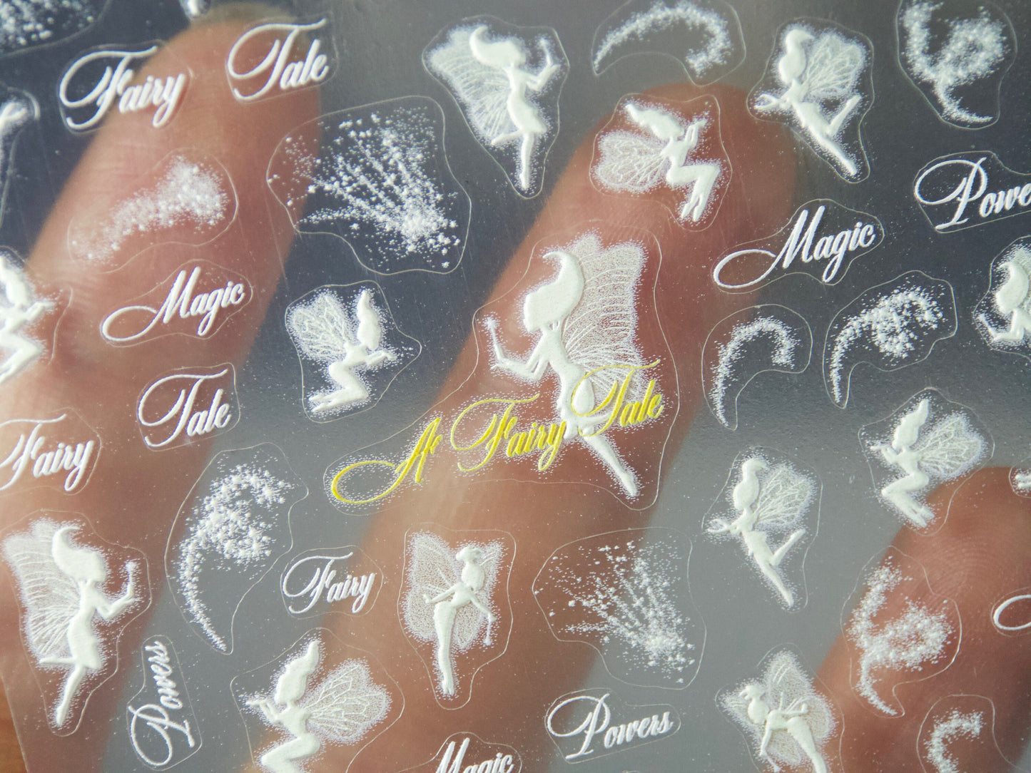 White Fairy With Wings Magic Wand nail stickers