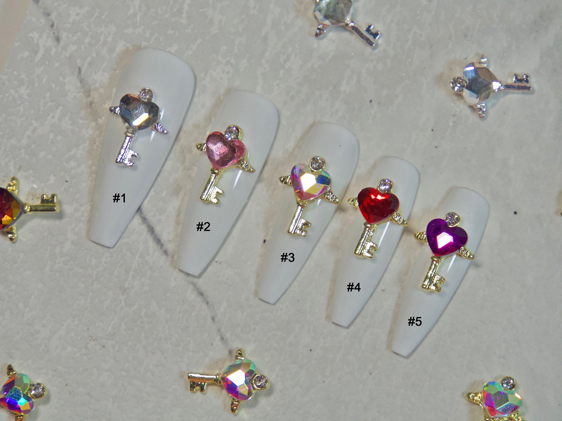 2pcs Heart Key Wand Nail Decal/ Sailor Moon Love Keys Heart Magical Rod Wand Japanese Style nail art charms/ Hearts Wings nail supply