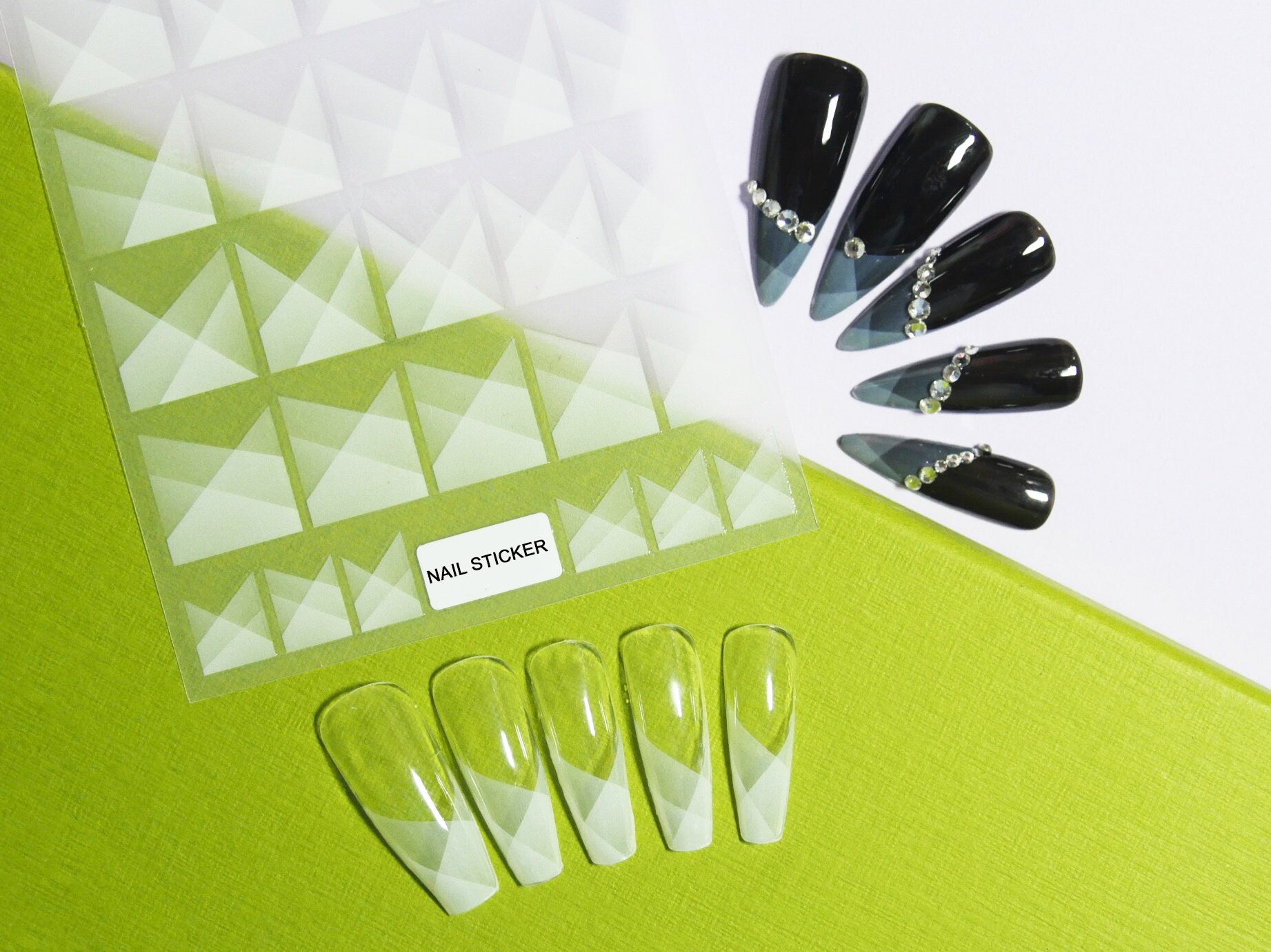 Translucent White Superimposed French Tip Nail Art Sticker