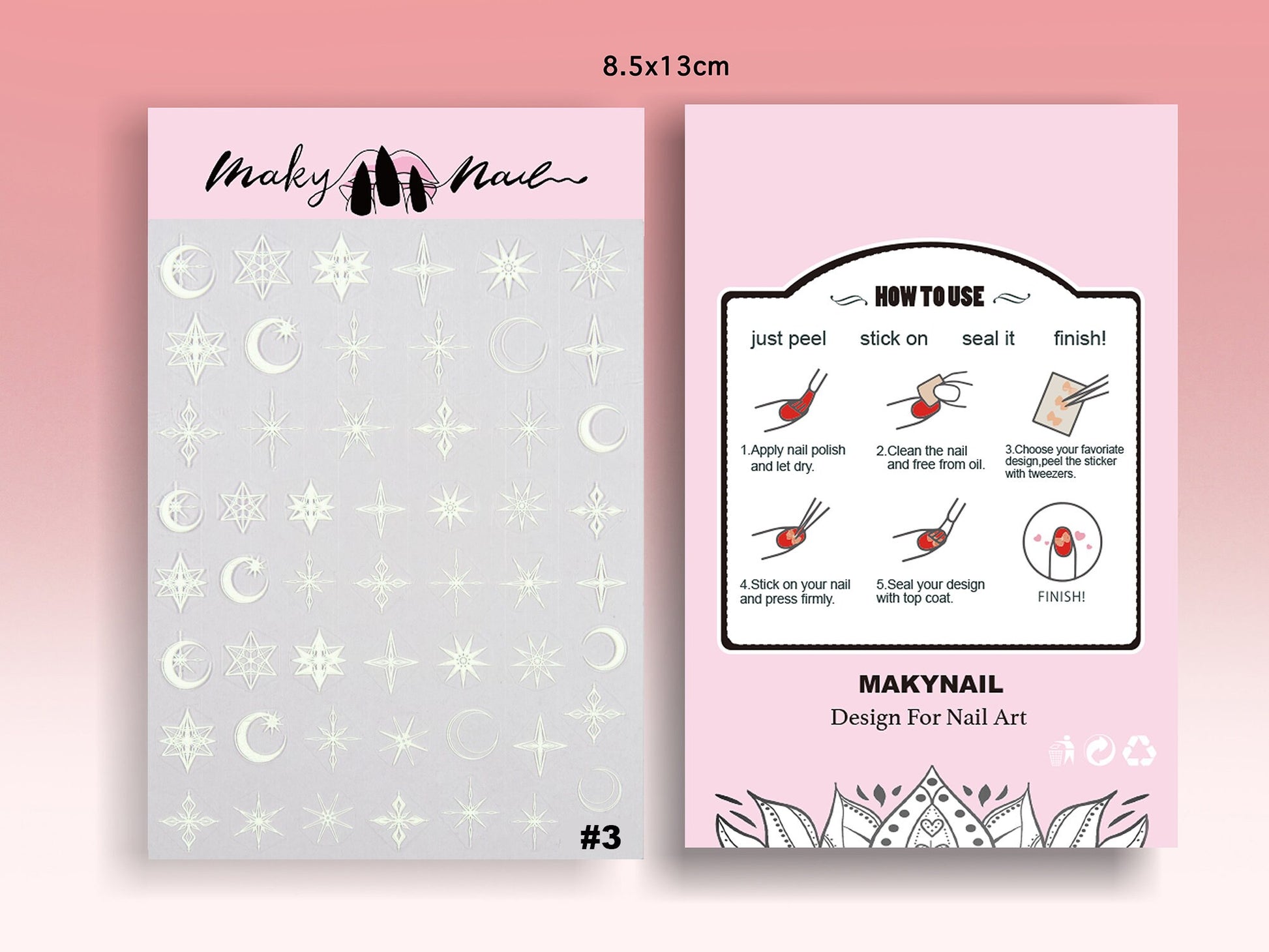 Crescent Moon Sun Star Nail sticker