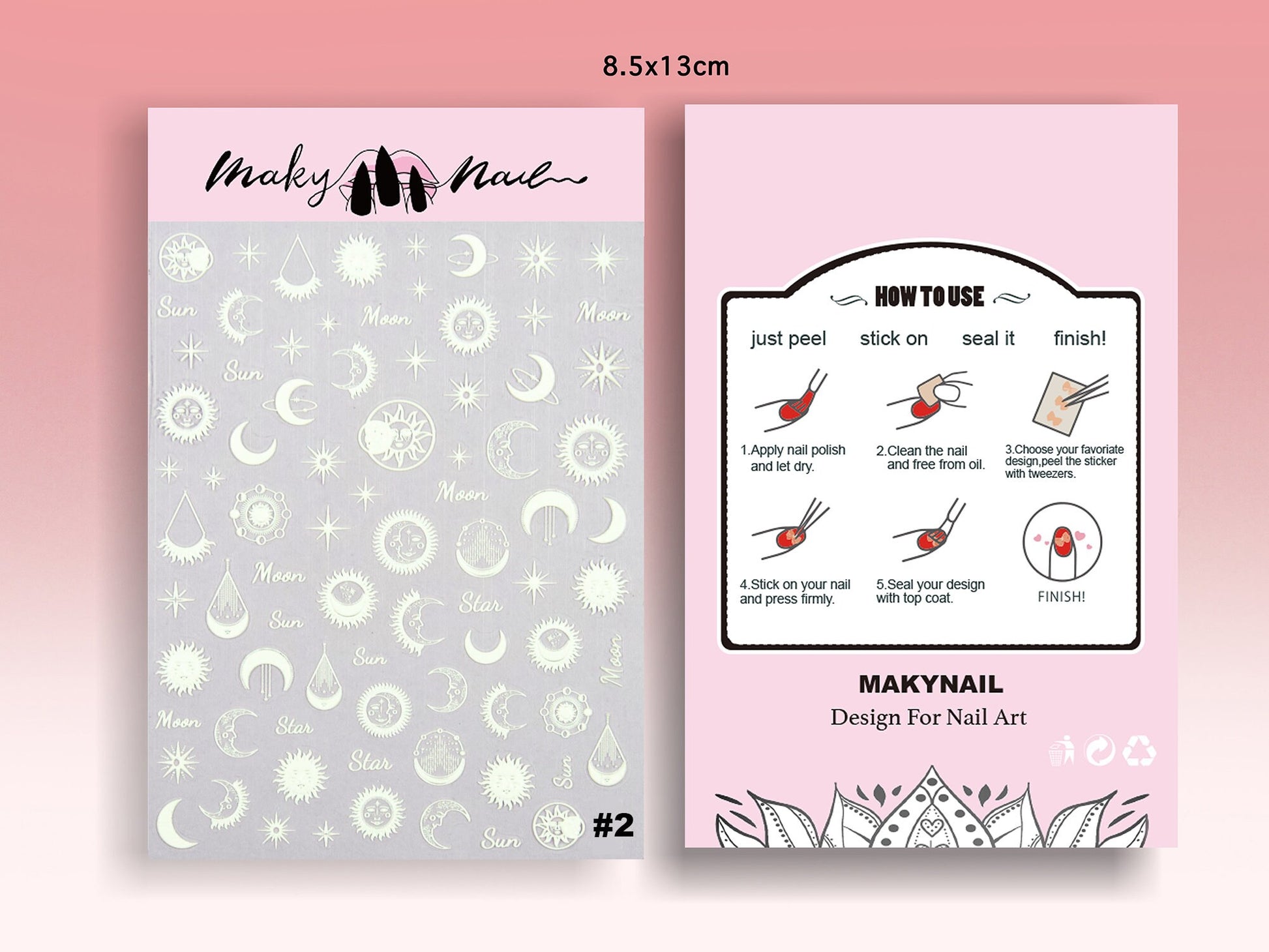 Crescent Moon Sun Star Nail sticker