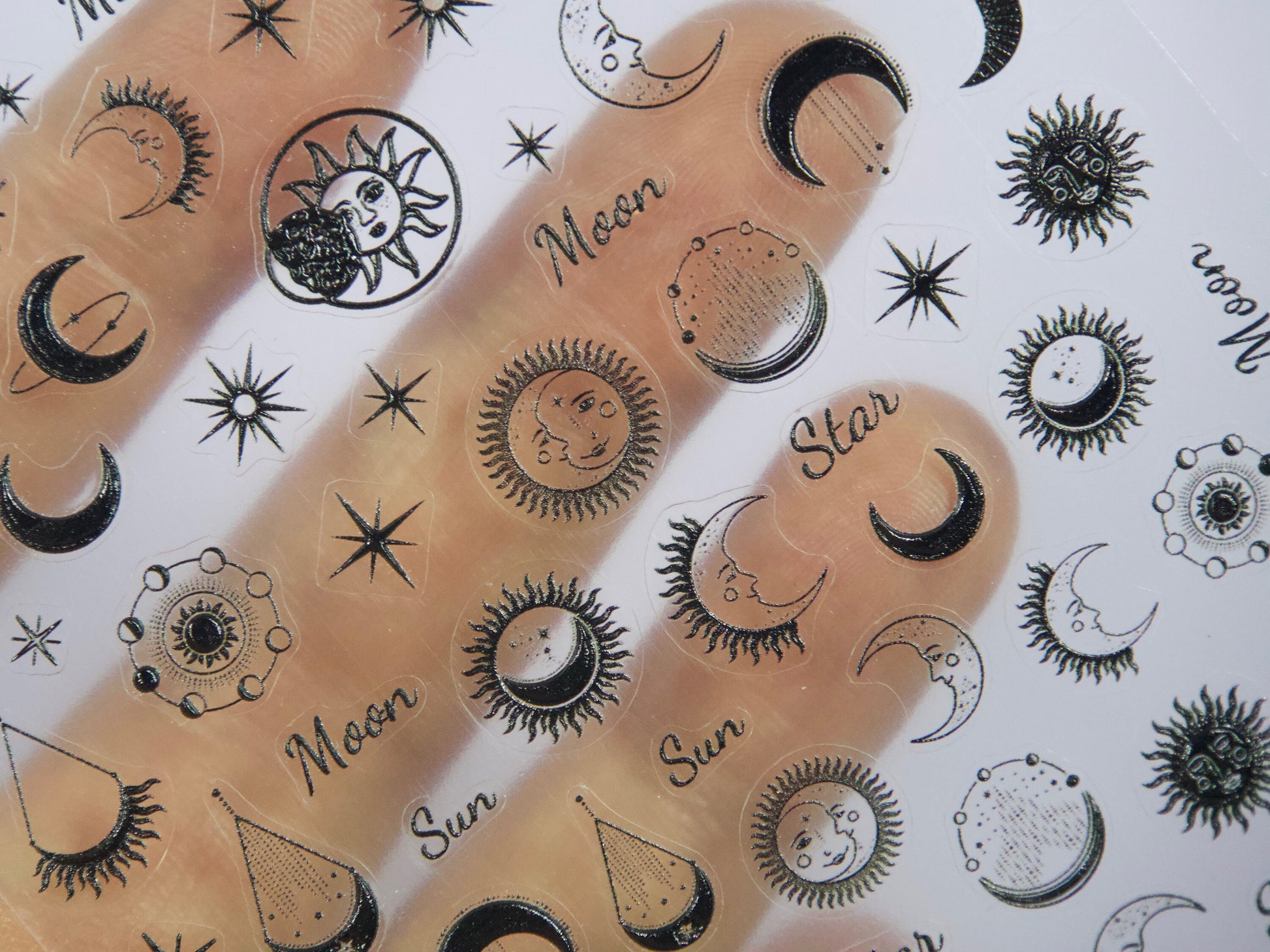 Crescent Moon Sun Star Nail sticker
