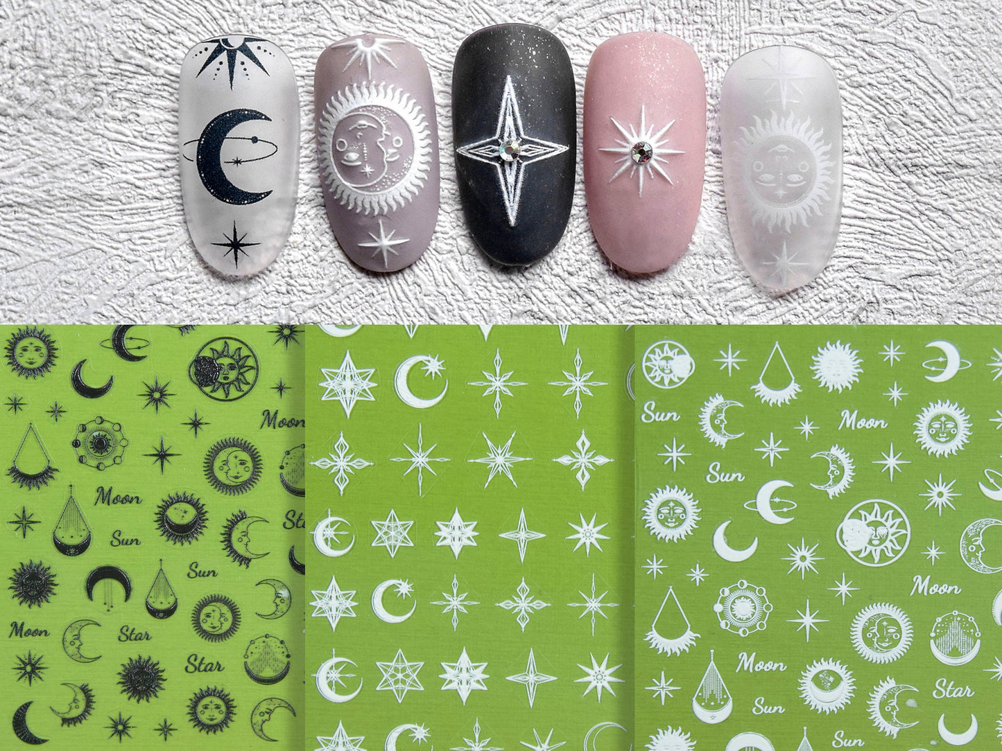 Crescent Moon Sun Star Nail sticker