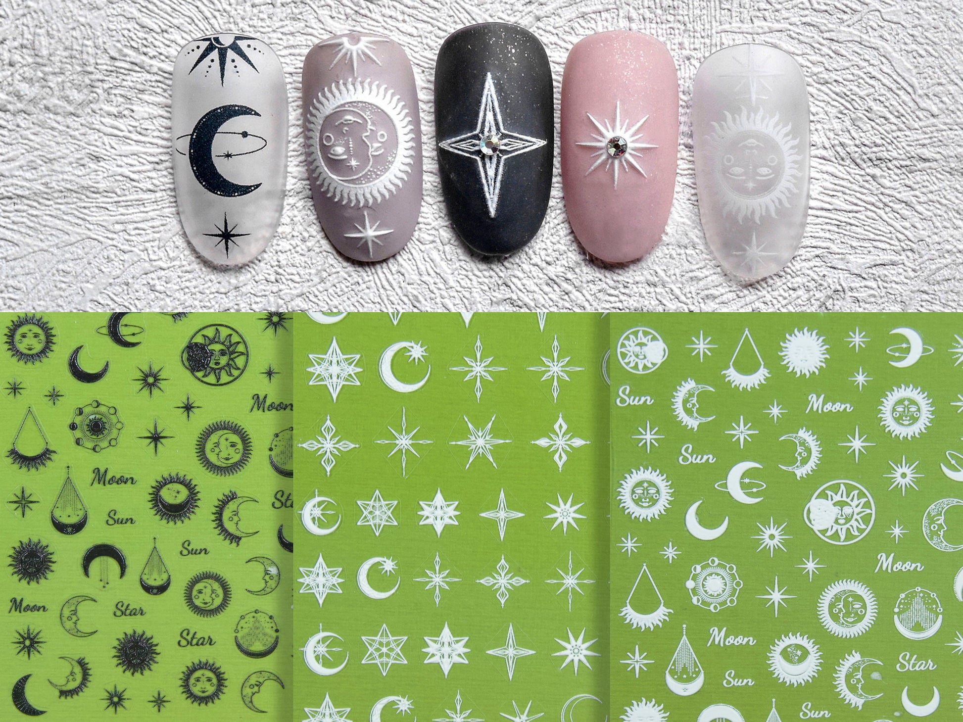 Crescent Moon Sun Star Nail sticker