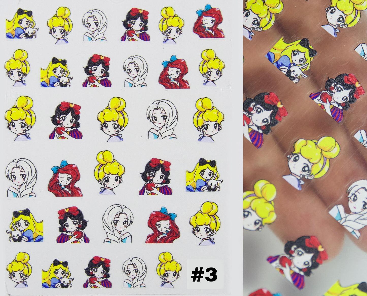 Chibi Disney Princess 80's Nail Sticker