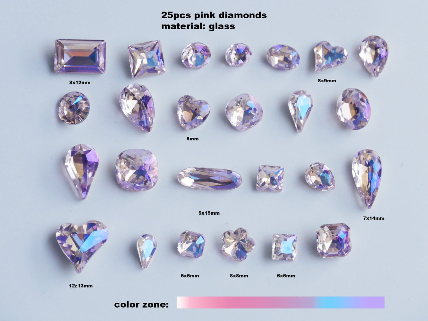 25pcs K9 Pink Diamond Cut Crystals
