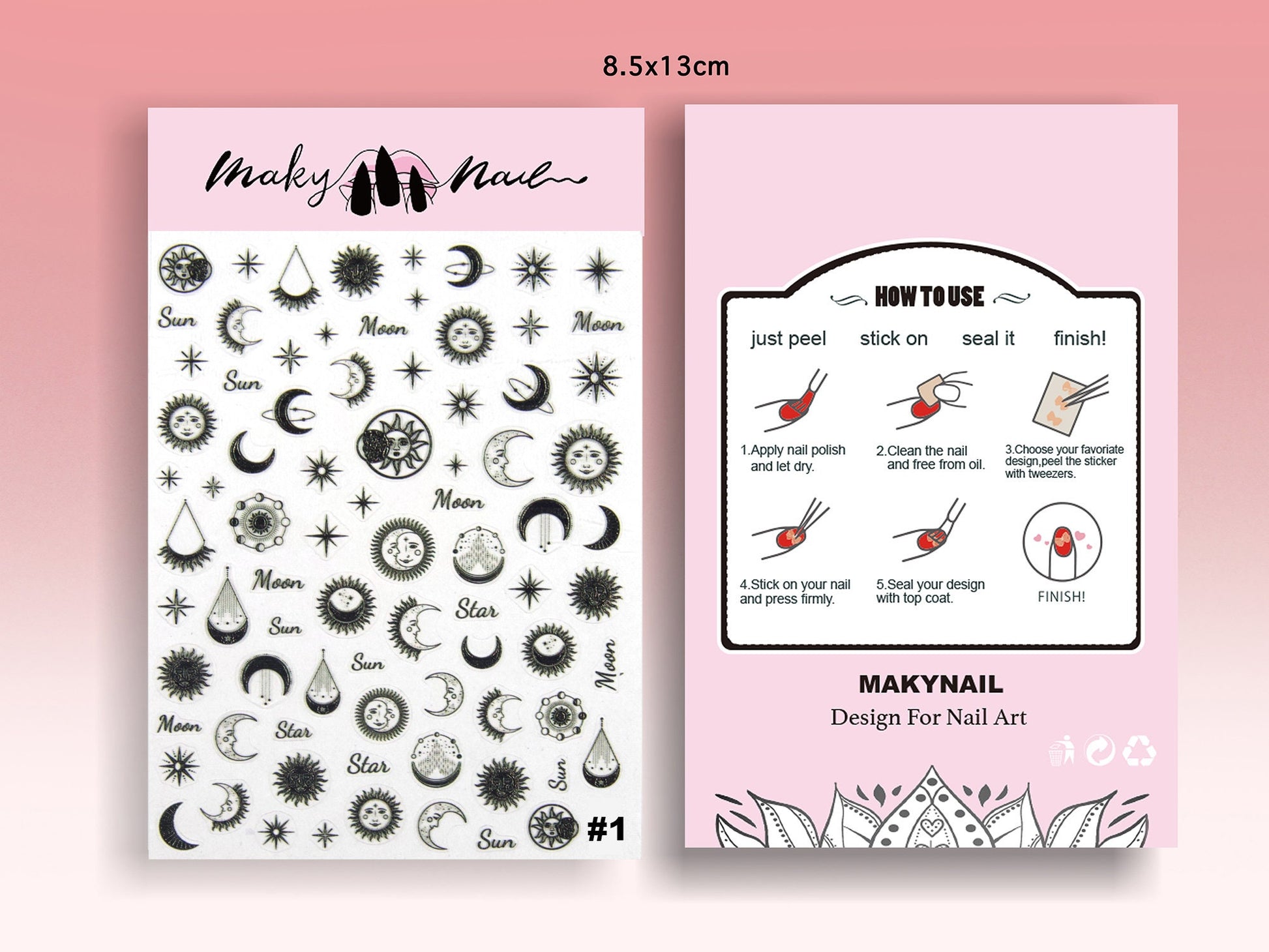 Crescent Moon Sun Star Nail sticker