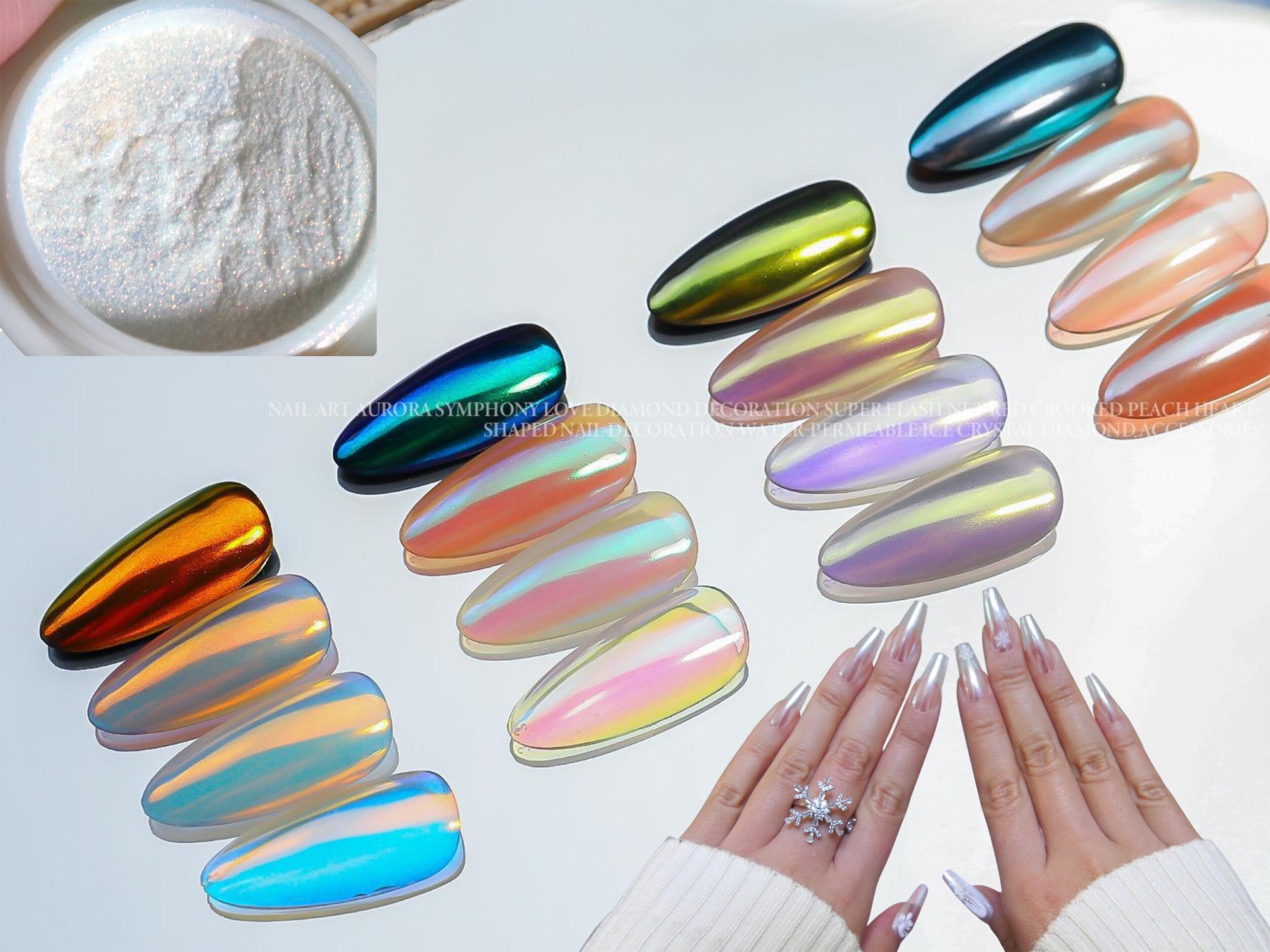 3 Colors Chrome Nail Powder Set Reflective Glitter Metallic Mirror Effect  for Nails Art Design 3D