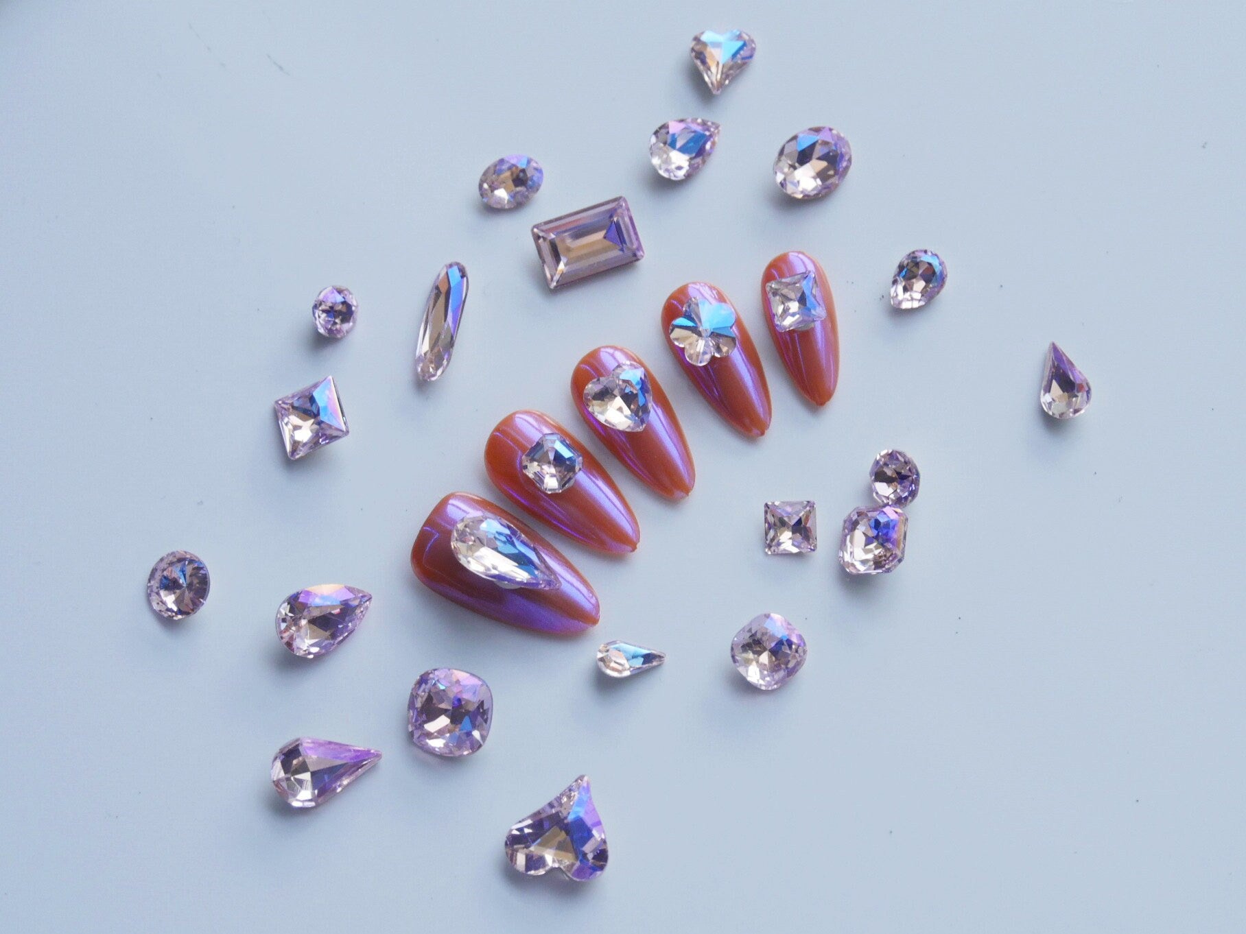 25pcs K9 Pink Diamond Cut Crystals