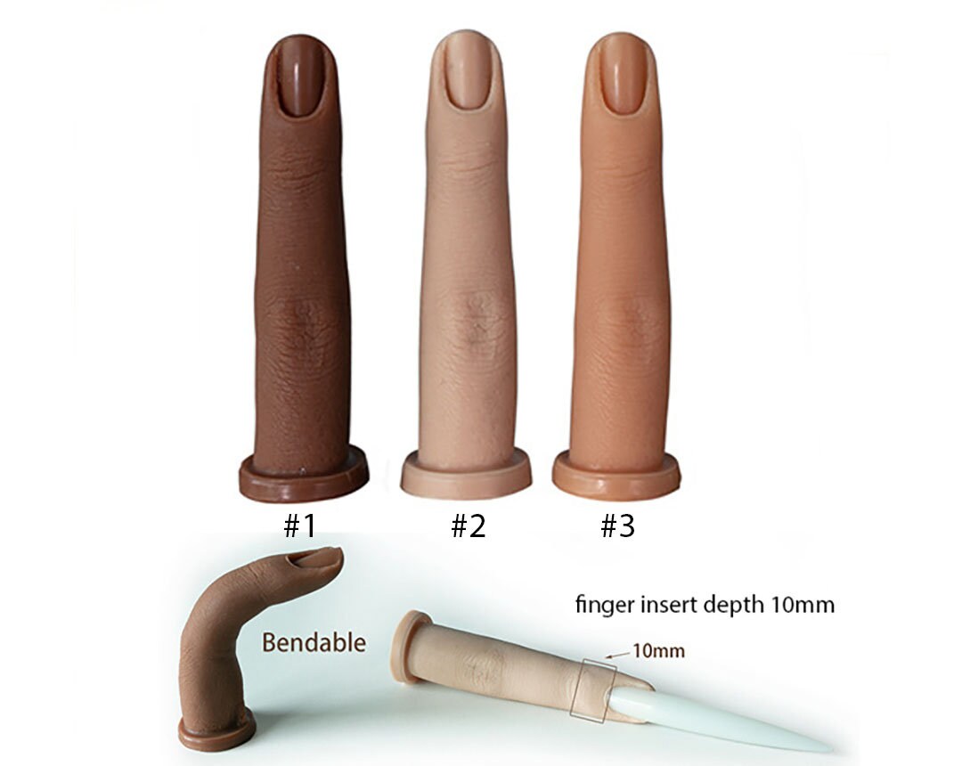 1pc Silicone Nail Practice Hand Model With Joints Bendable Silica Fake Finger Training Manicure Supply Press on Nails