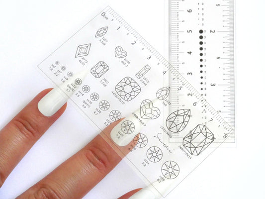 2pcs Ultra-Thin Soft PVC Ruler for Press On Nails Gemstone Size Reference