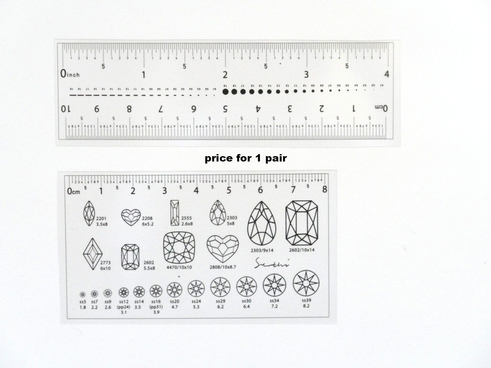 2pcs Ultra-Thin Soft PVC Ruler for Press On Nails Gemstone Size Reference