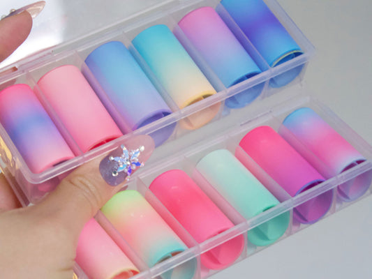 6pcs Iridescent Gradient Colorful Transfer Foils for Nail Art