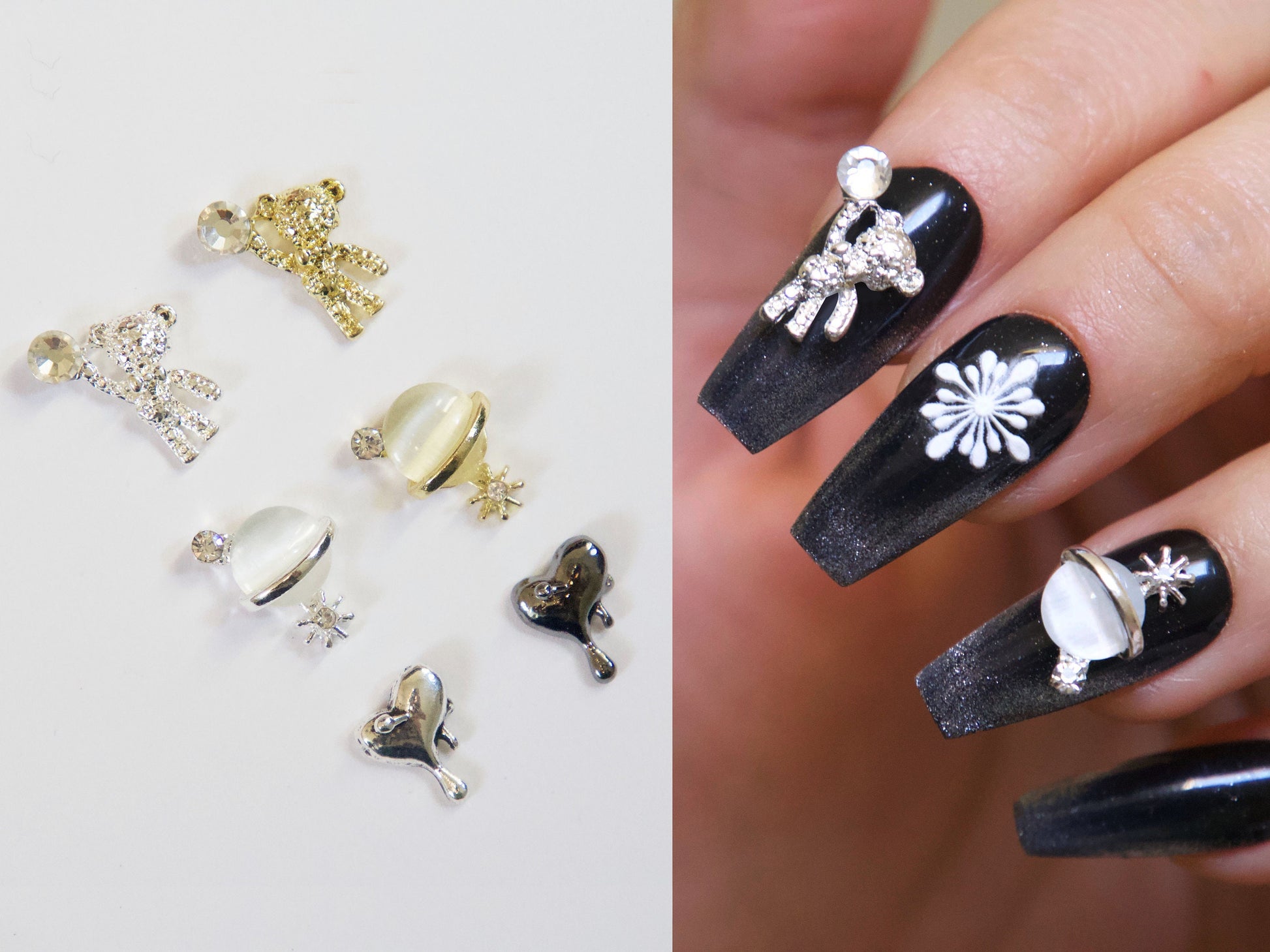 2 pcs Planet Bear Punk Nail Decal