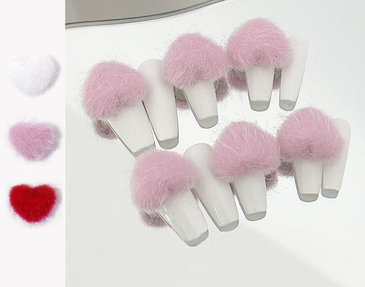 2pcs Heart Pom Poms Nail Decal