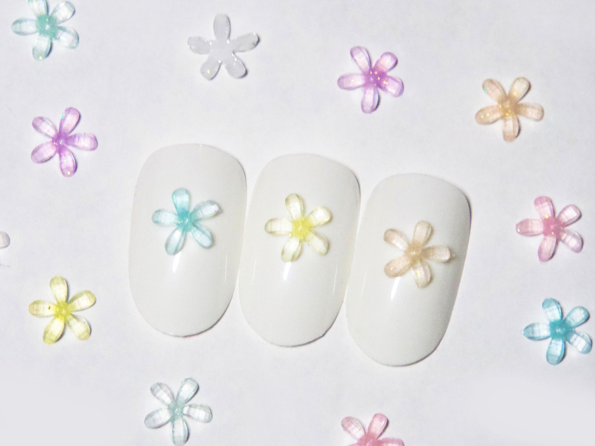 20pcs 3D Glittery Flower Nail Decal