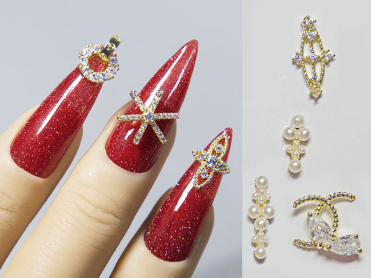 Christmas Snow 14k Gold Zircon Nail Art Jewelry