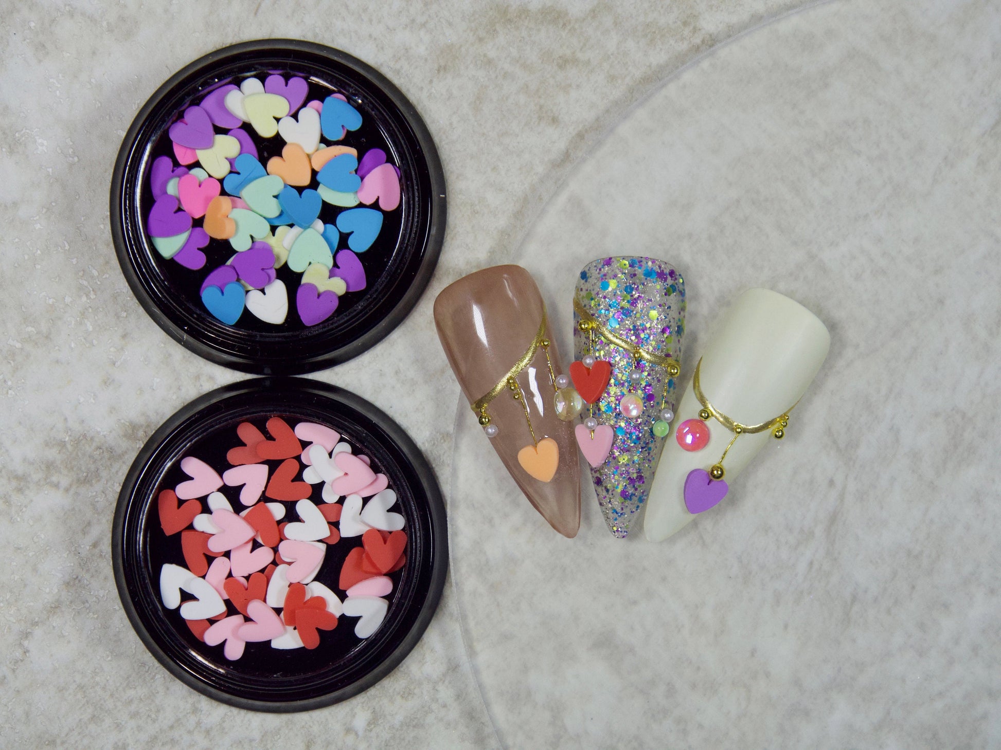 45pcs Heart Shaped Nail Charms Nails art Charms Accessories Decal Valentine's Day Nail supply Heart chips
