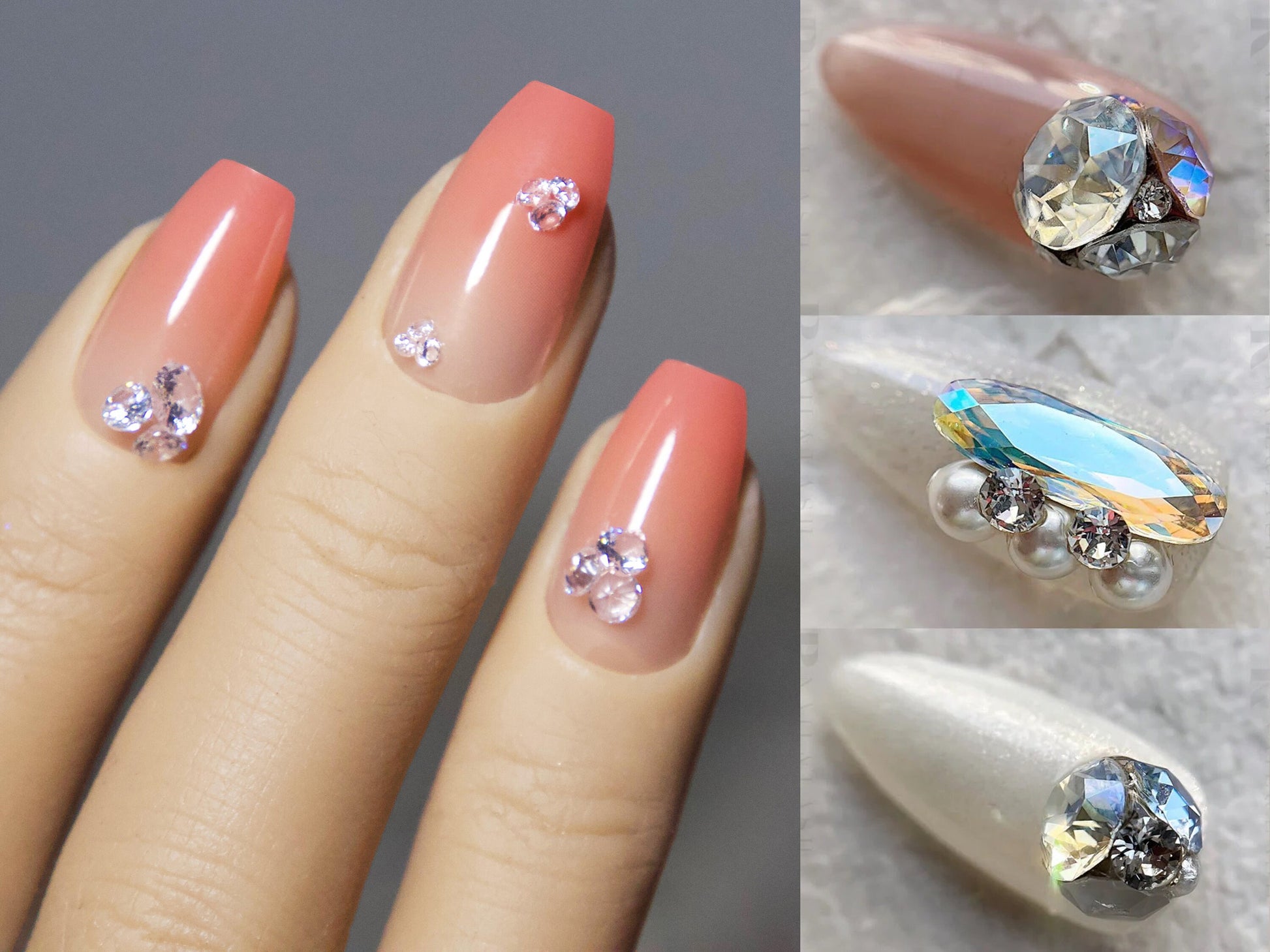 100pcs Pointed Back Clear Diamonds Glass Crystal Beads Nail Studs