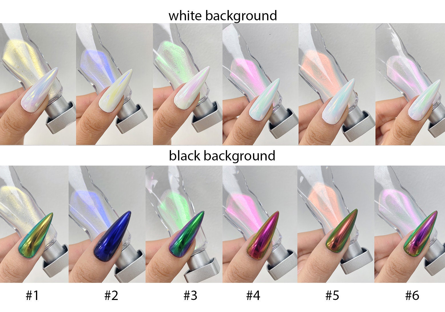 5g Chrome Liquid Powder Nail Tint/ Air Dry Mirror Chameleon Pigment with Metallic Finish/ Pigment Glitter Manicure Pedicure Supply