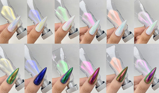 Mishuowoti solid nail powder rainbow color nail powder multi mirrorpowder  nail paint glitter fairy dust nail decoration pigment nail powder color  glow powder glitter pearl high gloss nail 