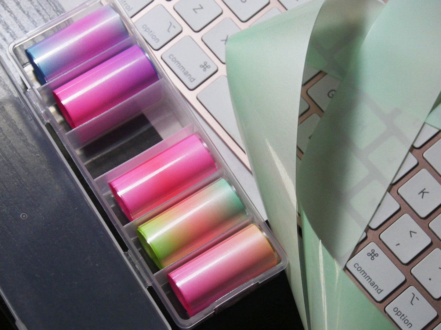 6pcs Iridescent Gradient Colorful Transfer Foils for Nail Art