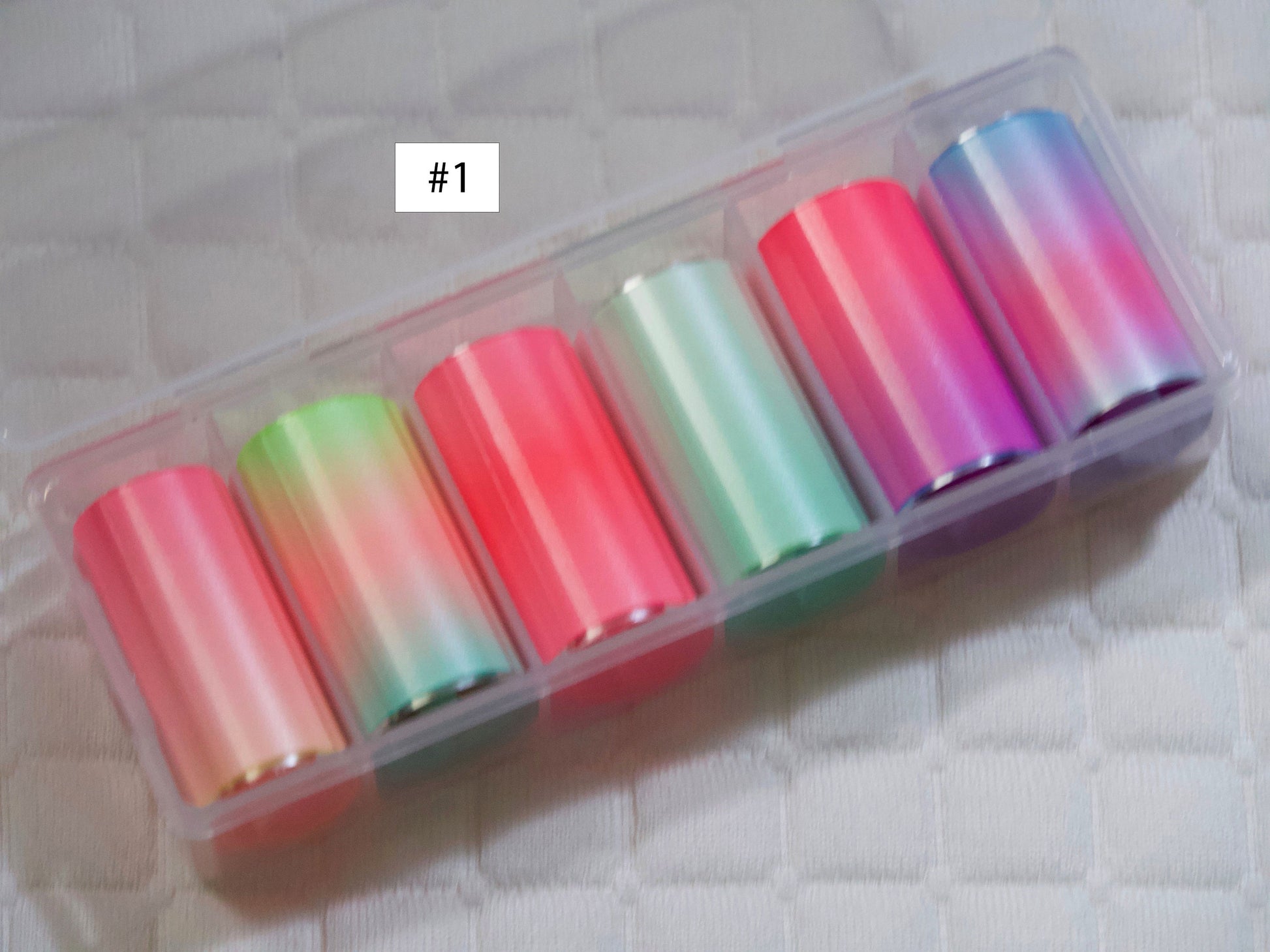 6pcs Iridescent Gradient Colorful Transfer Foils for Nail Art