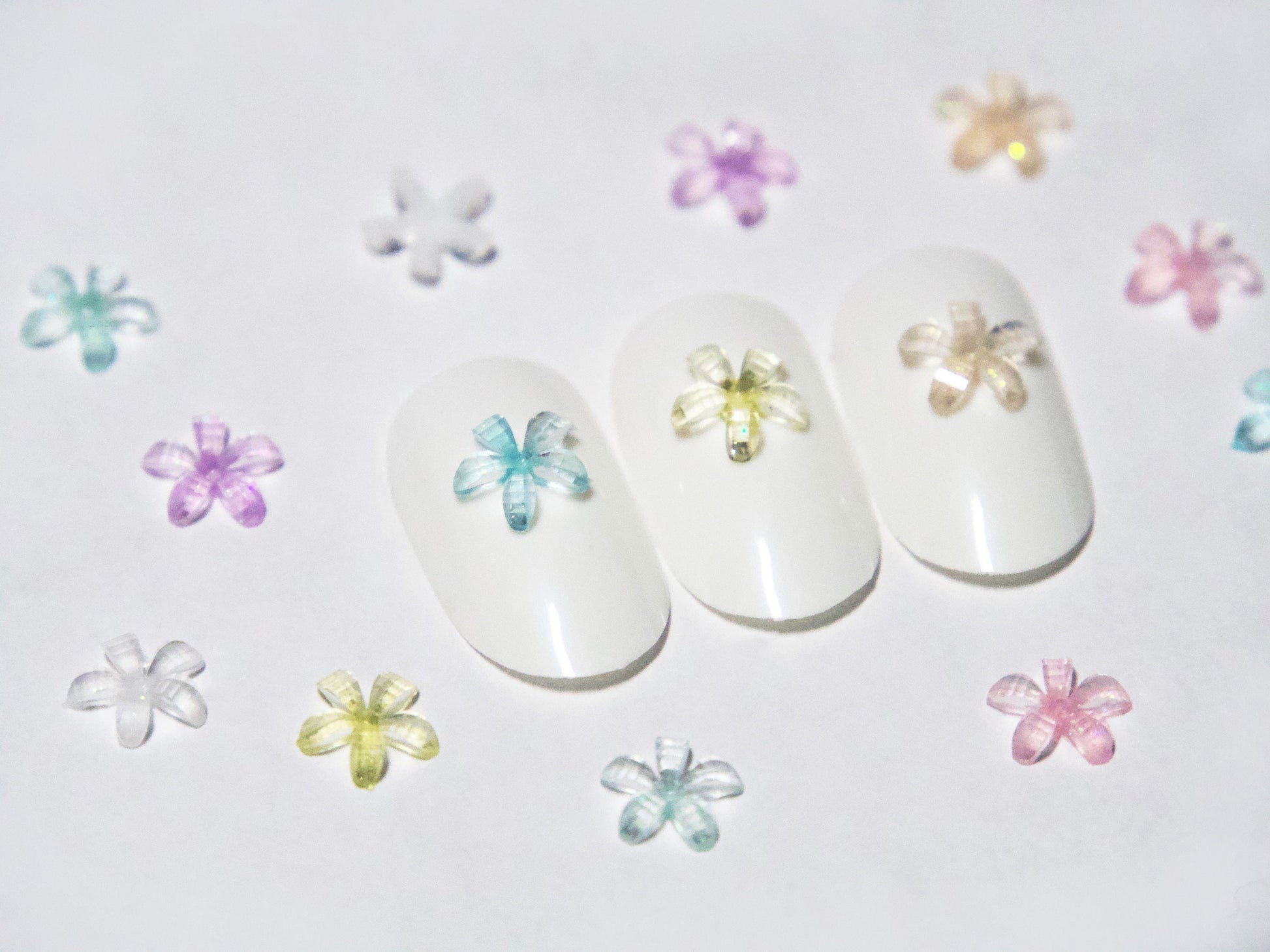 20pcs 3D Glittery Flower Nail Decal