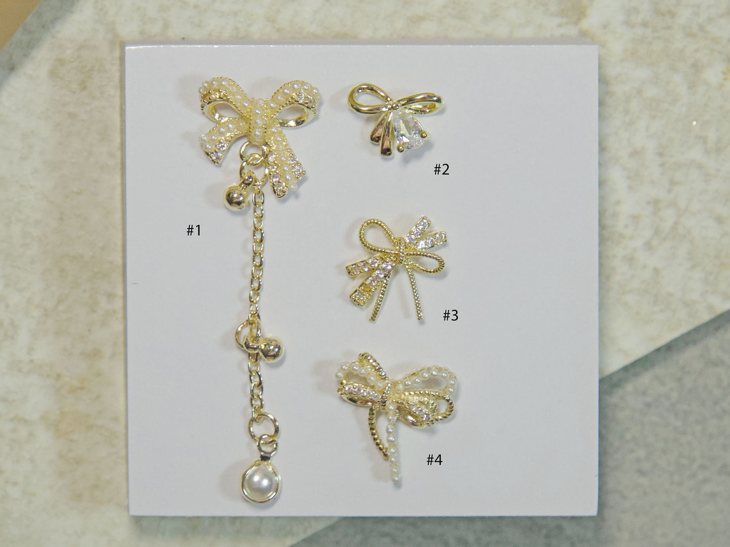 Exquisite Bow tie Nail Jewelry Gold Chain with Pearls