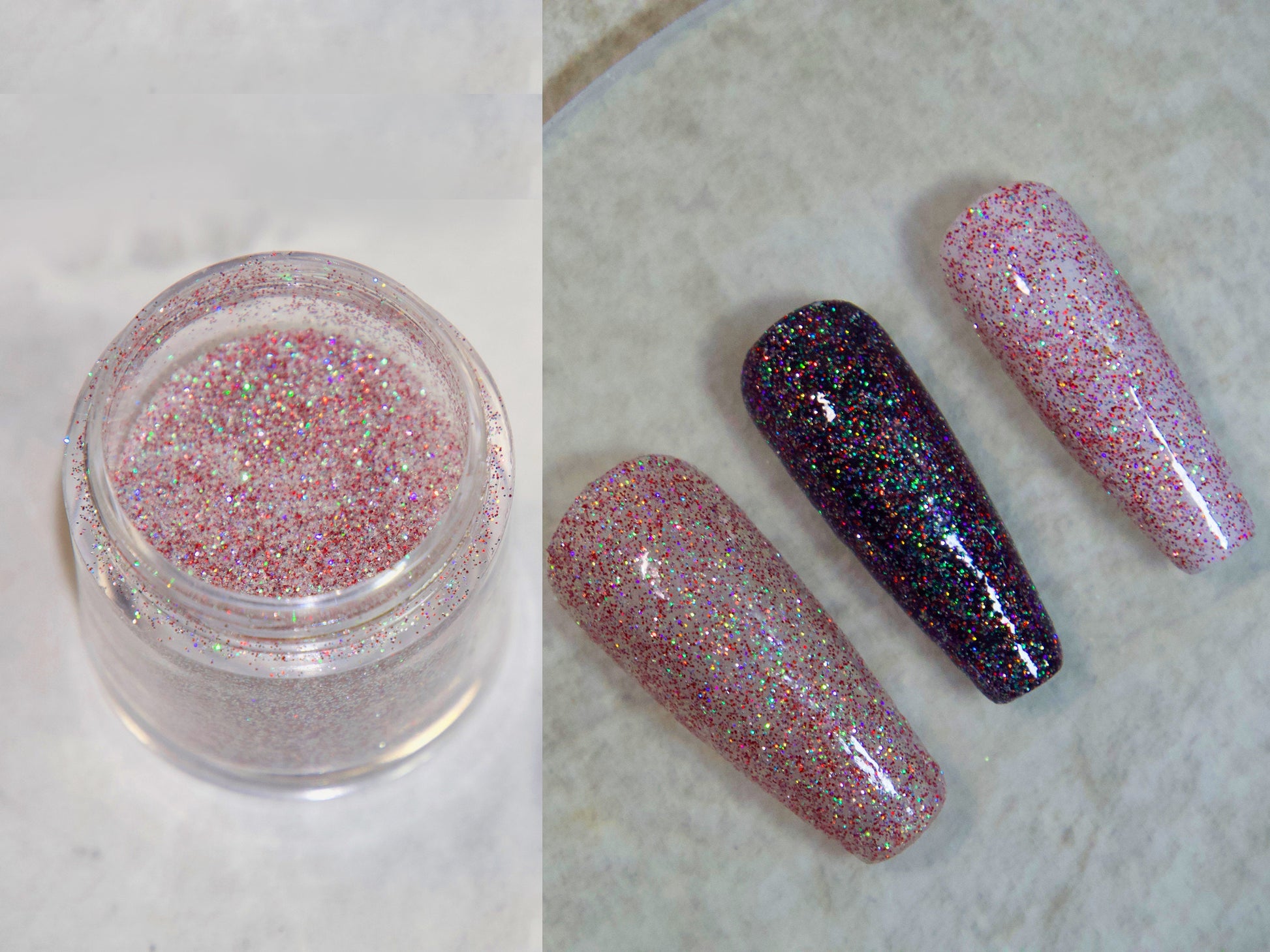 Christmas Silver Red Diamond Shimmer Sparkle Glitter Powder