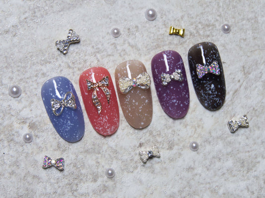 2 pcs 3D Metallic Silver Rhinestone nail studs