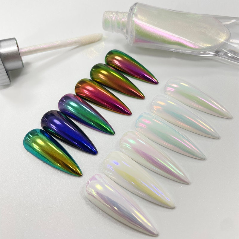5g Chrome Liquid Powder Nail Tint/ Air Dry Mirror Chameleon Pigment with Metallic Finish/ Pigment Glitter Manicure Pedicure Supply