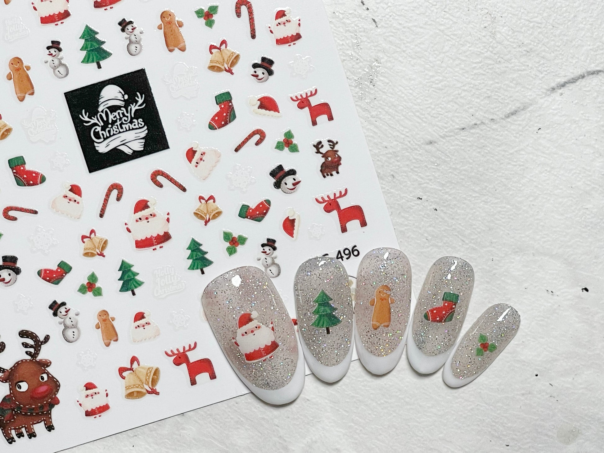Christmas Nail Sticker/ Santa Portrait Gift For Her Holiday Nail Art Stickers Self Adhesive Decals