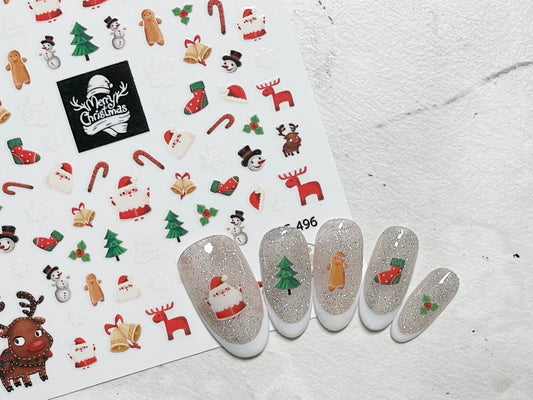 Christmas Nail Sticker/ Santa Portrait Gift For Her Holiday Nail Art Stickers Self Adhesive Decals