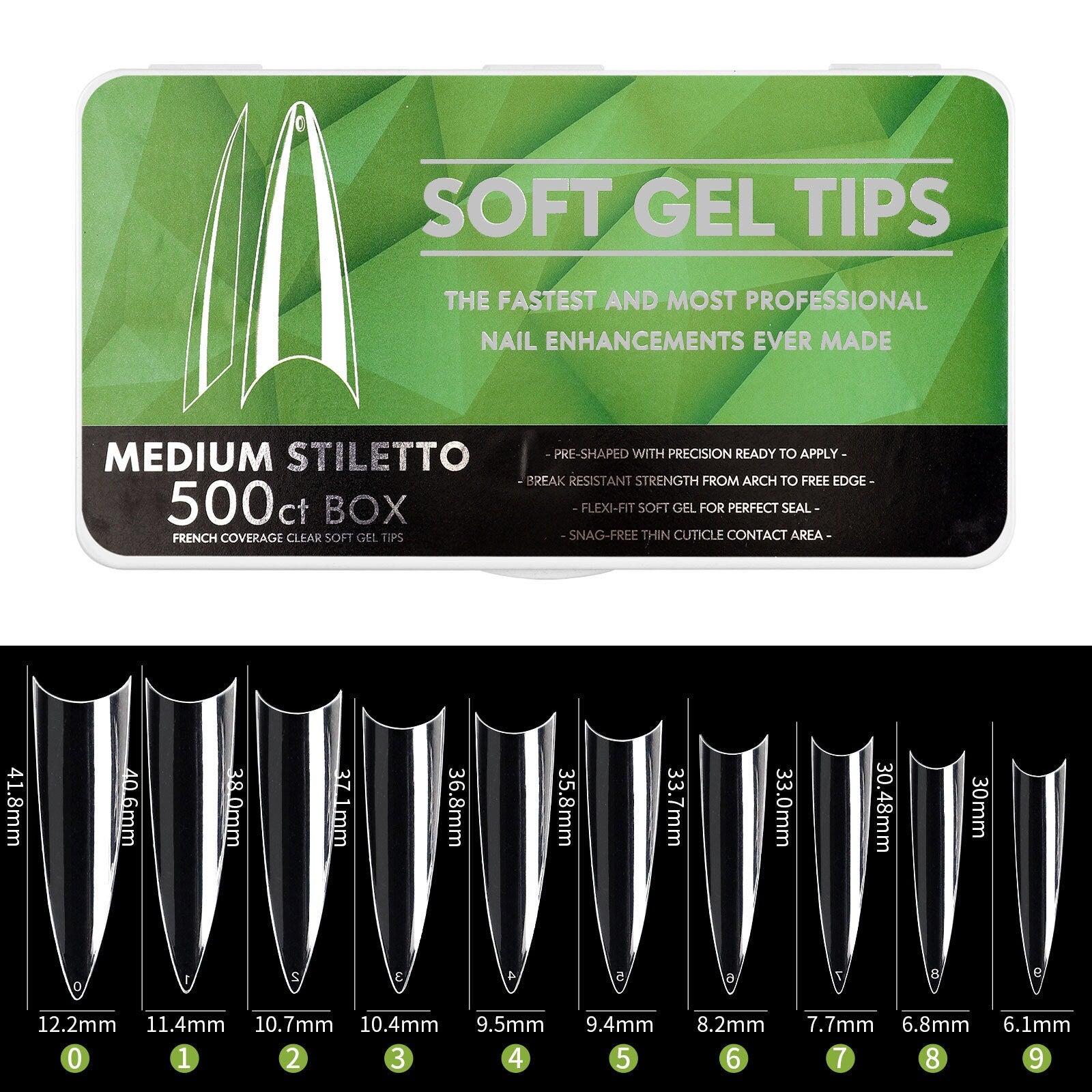 500pcs Extra Long Half Cover Soft Gel Tips