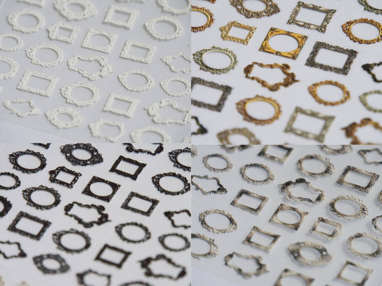 Vintage Embossed Frames Sticker Nail Art