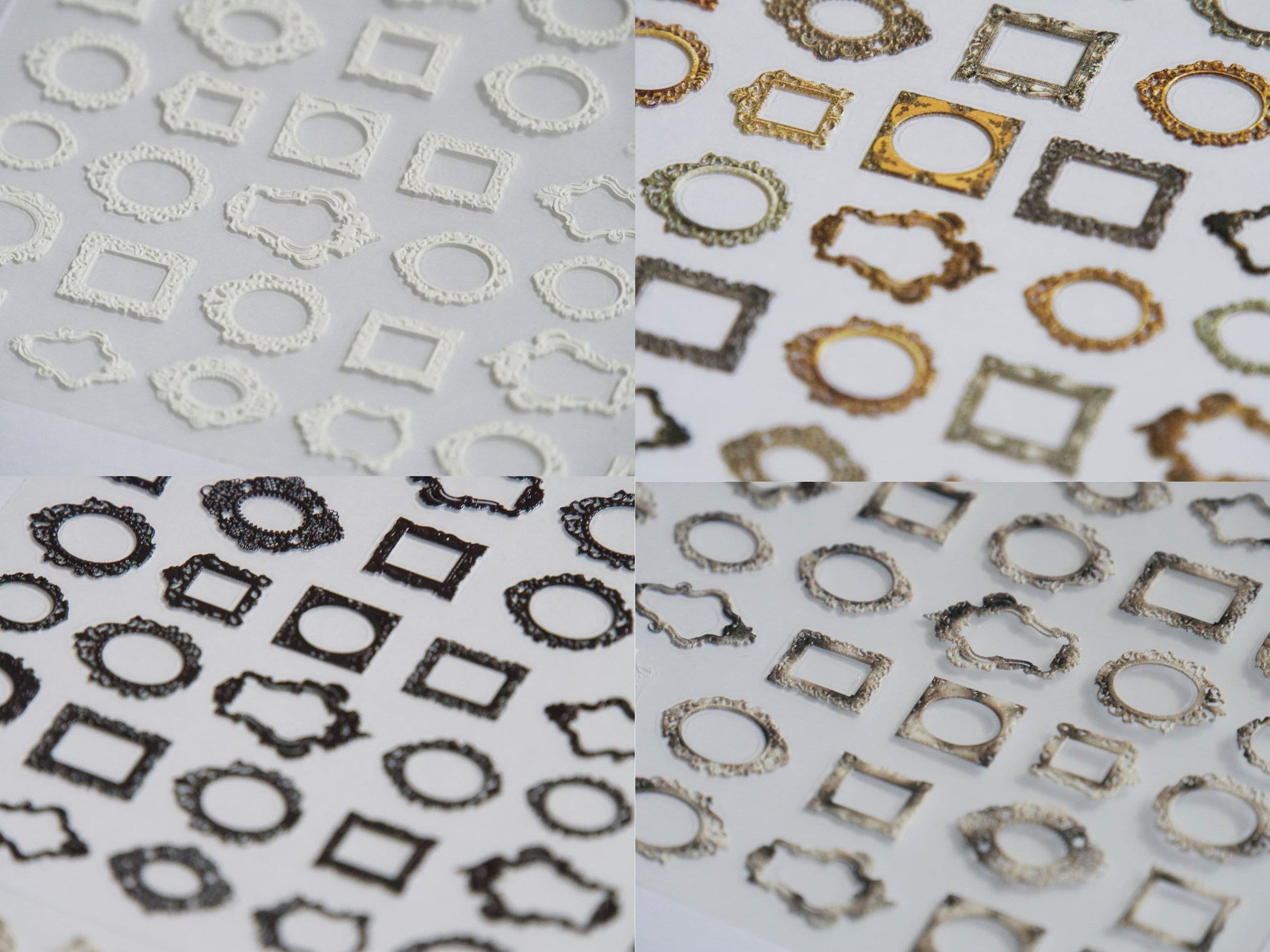 Vintage Embossed Frames Sticker Nail Art