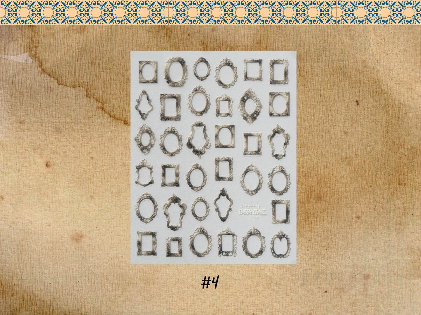 Vintage Embossed Frames Sticker Nail Art