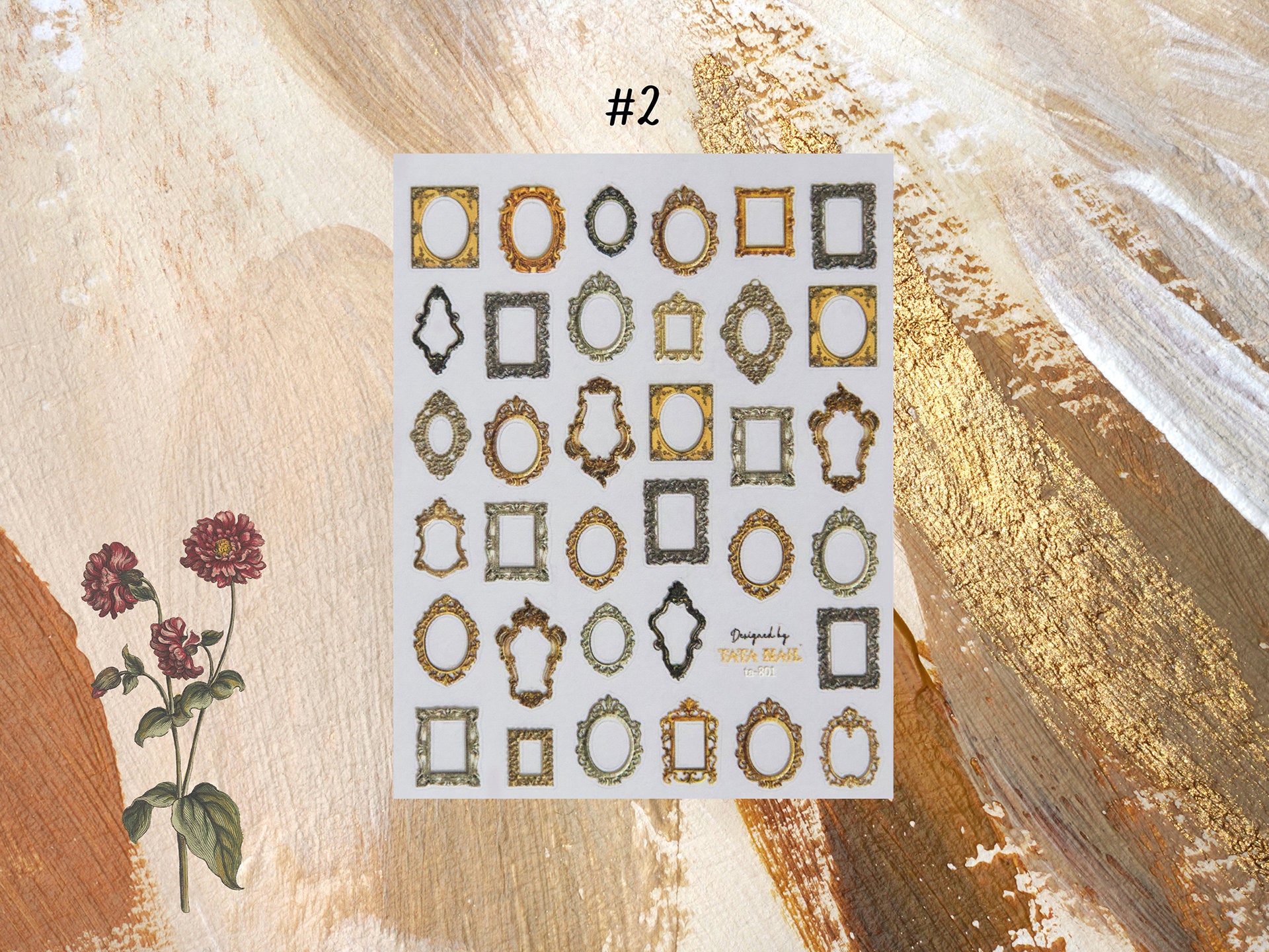 Vintage Embossed Frames Sticker Nail Art