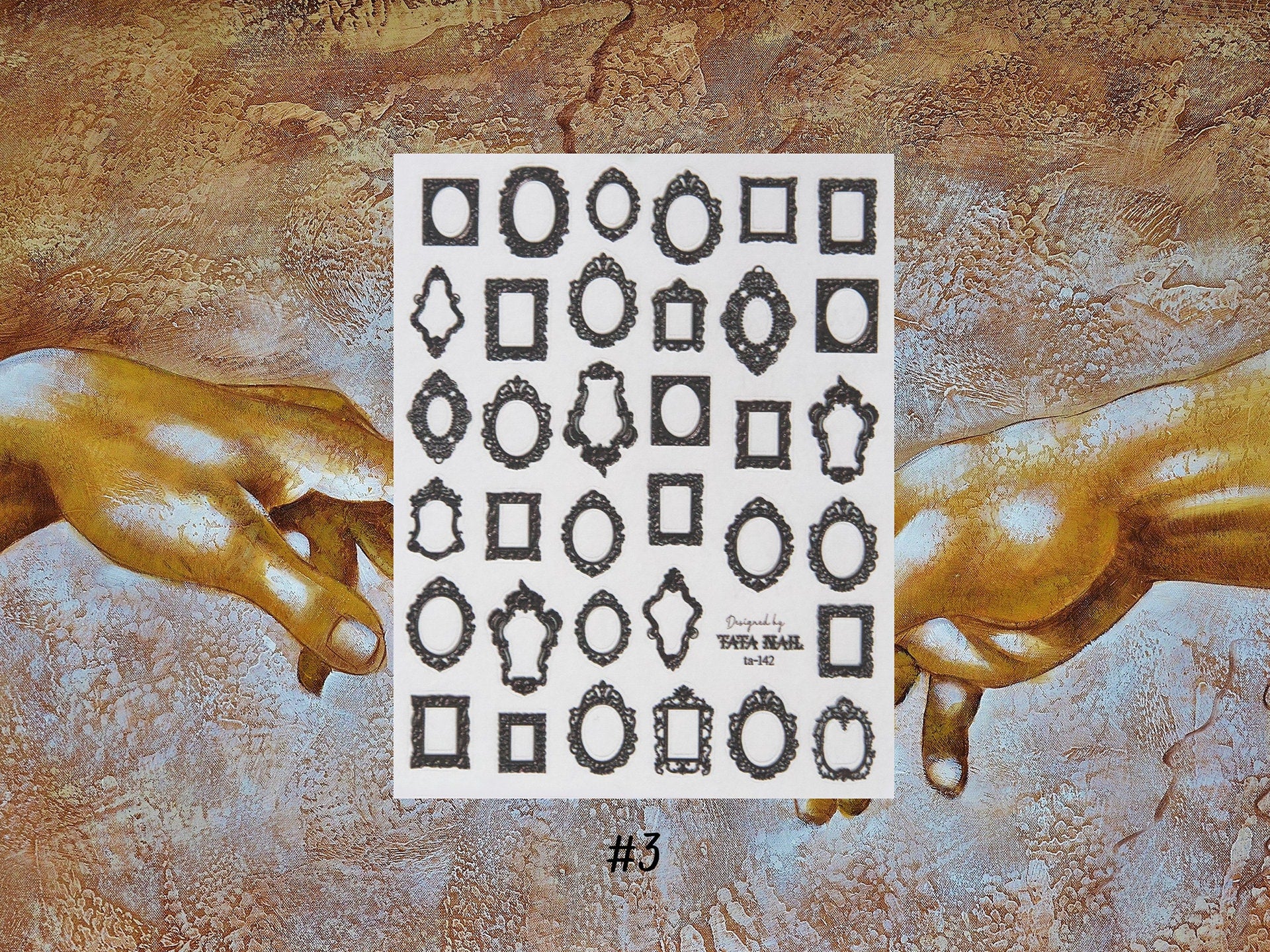 Vintage Embossed Frames Sticker Nail Art
